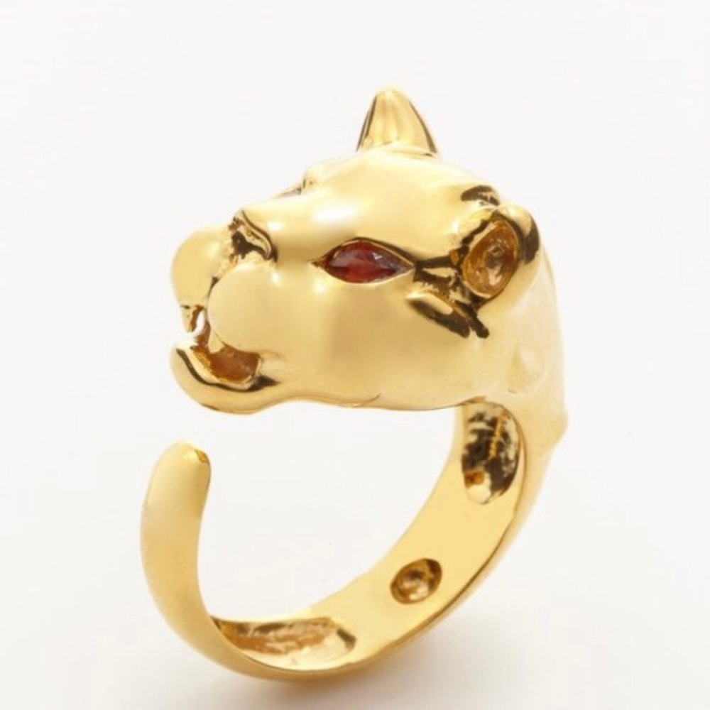 Eddera Panther Gold Filled Ring with Pyrope Garnet Eyes